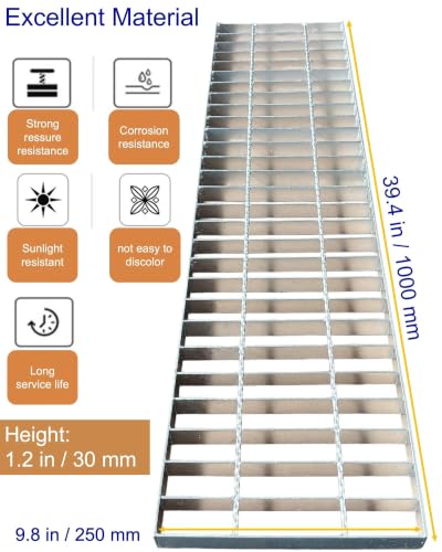 Image of Galvanized Steel Drain Grate, Driveway Channel Cover 40x10 in