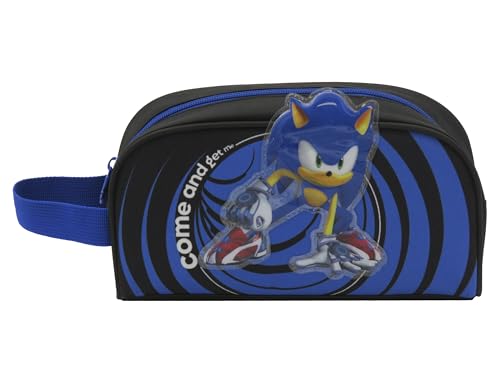 Sonic- Neceser, Bolsa de Aseo, Portatodo, Color Azul, Producto Oficial (CyP Brands)