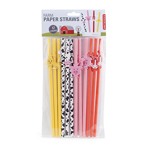 Kikkerland Farm Paper Straws, Pack de 12, Multicolor miniatura 6