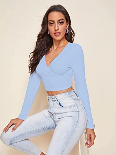 Image of Shasmi Women's & Girls' Solid Ribbed V Neck Collarless Full Sleeve Slim Fit Simplicity Tops (TOP 54)