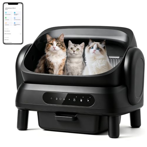 XXXL Automatic Cat Litter Box for Large Cats, Open Top Self...