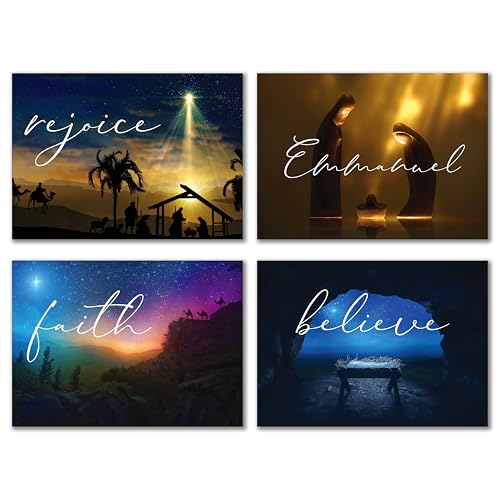JBH Creations Simply Faithful Religious Christmas Cards with Bible Verses - Pack of 24