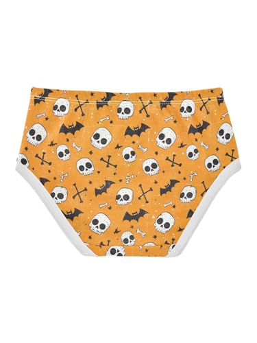 ZZKKO Orange Halloween and Skeleton Bat Girls Underwear Toddler Panties for Girls Comfort Brief Size 2T2