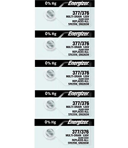 377 Energizer 1.55 Vcc Silver Oxide Watch Battery (Value Pack of 5)