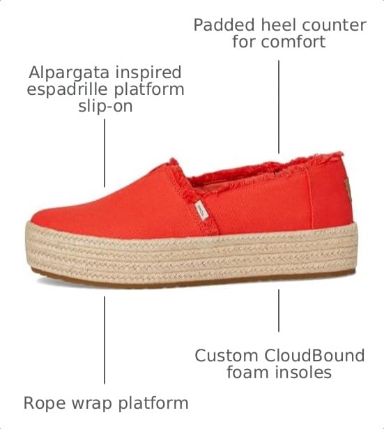 Image of TOMS Women's Valencia Platform Espadrille, Textile Upper, OrthoLite Insole
