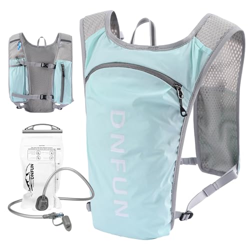DNFUN Running Vest for Women & Men with Water Bladder - Lightweight 5L Hydration Pack Bladder for Trail Running, Marathon,Cycling | Phone Holder Backpack