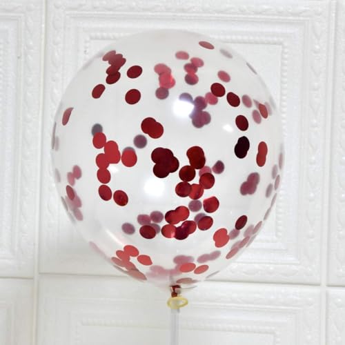 Image of Rozi Decoration Confetti Metallic Latex Balloon Theme Party | Set of 20 - Birthday Celebration Wedding Decor Balloons for Home, Lawn, Restaurants | Red (Pack of 2)