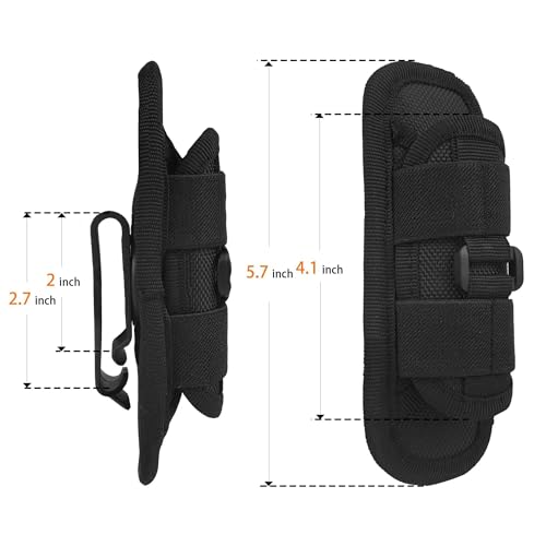 Tactical Flashlight Holster, Flashlight Pouch, Tactical Flashlight Carrying Case for Duty Belt Police Safety Belt with 360 Degree Swivel Clip