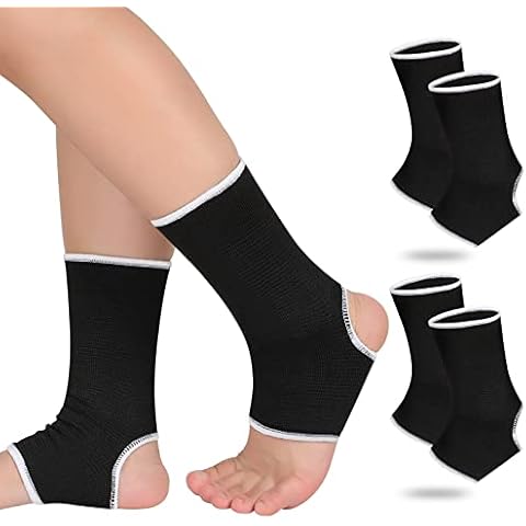 Haysandy 4 Pieces/ 2 Pair Kids Ankle Support Compression Kid Ankle Brace Elastic Kids Compression Socks Knitted Ankle Support Brace Ankle Sleeve for Jogging Running Fitness (Black, 10-15 Years) Cover