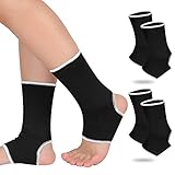 Haysandy 4 Pieces/ 2 Pair Kids Ankle Support Brace Elastic Kids Compression Socks Knitted Ankle Sleeve for Jogging Running Fitness(Black,10-15 Years)