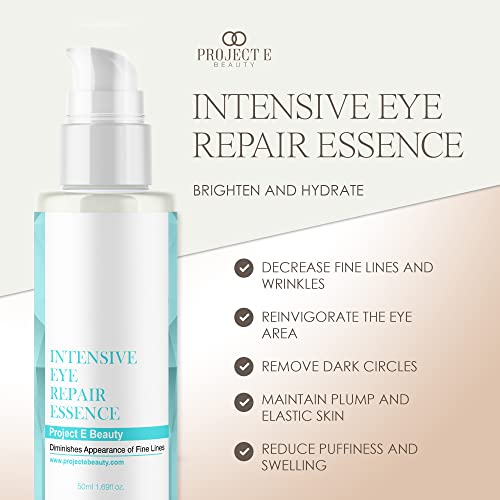 Intensive Eye Repair Essence by Project E Beauty | Hydrating Formula with Hyaluronic Acid | Smooths Fine Lines | Plumps Eye Area | Reduces Puffiness & Dark Circles | Lightweight & Organic | 50ml - Image 3