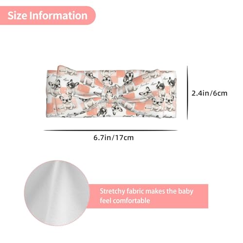 Cute Checkered French Bulldog Print Baby Girl Bows Headbands Baby Girls Newborn Headbands Infant Toddlers 0-6 Months3