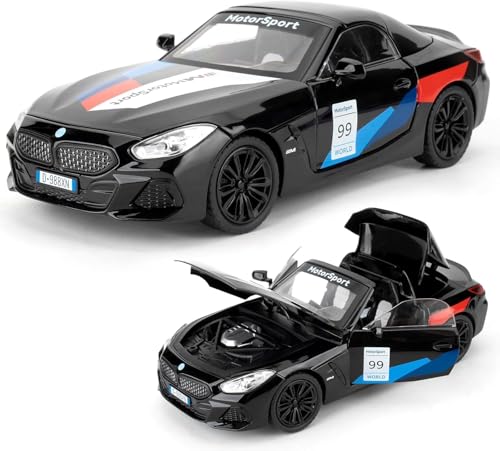 Image of 1:24 B-M-W Z4 Diecast Metal Pull Back Car with Openable Doors with Lights and Sound Toy Decoration, Showpiece Car Best Gift Toys for Kids【Black】