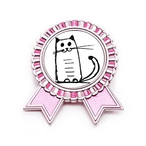 Broche chat assis ligne noire Art Déco en métal taille médium