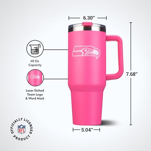 Image of The Memory Company Officially Licensed NFL - Seattle Seahawks 40oz Pink Game Day Tumbler with Team Logo