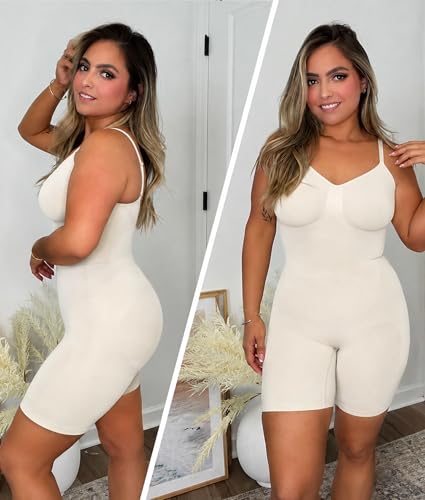 Image of SHAPERX Shapewear for Women Tummy Control Bodysuit Mid Thigh Body Shaper Shorts for a Lifted Look