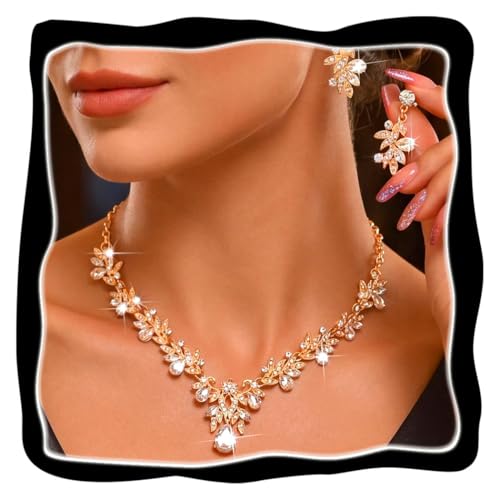 Brishow Green Rhinestone Jewelry Set for Women
