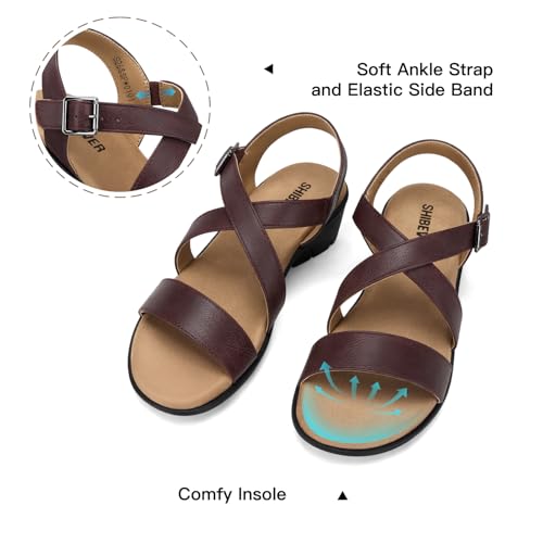 Image of SHIBEVER Wedge Sandals for Women Dressy: Comfortable Low Heel Sandals | Adjustable Casual Dress Shoes with Cushioned Insole and Non-Slip Sole, All-Day Walking