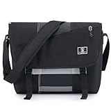 [OIWAS] メッセンジャーバッグ サッチェル レジャー キャンバス 15インチ ノートパソコン ショルダー ブリーフケース パック クロスボディ バックパック メンズ レディース ティーン用 US サイズ: 15.6 inch カラー: ブラック