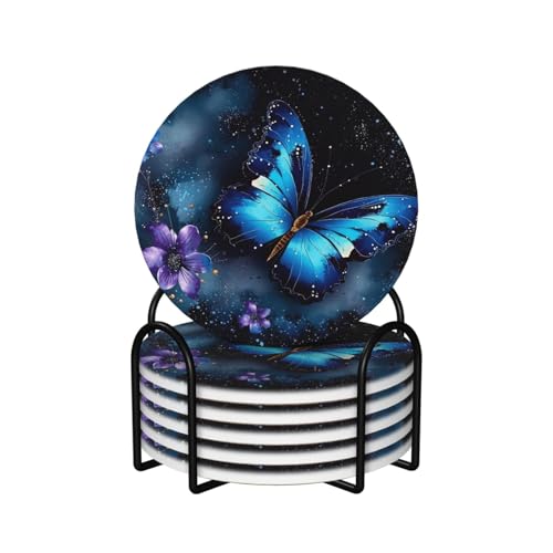 Dessous de verre pour boisson céramique absorbant lot de 6 avec support décoration - 2