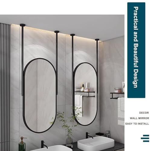 Miroir ovale suspendu de plafond pour coiffeuse lumineuse - 4