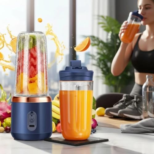 Image of Portable Blender Electric Juicers Fruit Mixers USB Rechargeable Smoothie Mini Personal Juicer 6 Blades 3Gears With 1500 Mah Rechargeable Battery-Smoothie Blender