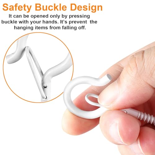 Image of FSAH 48 PCS Q-Hanger Hooks with Safety Buckle, Windproof Screw Hooks