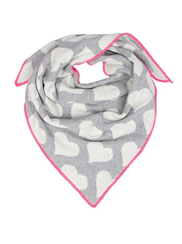 Zwillingsherz Cashmere Dreamsu00a0u0096 Bufanda triangular de cachemira, de corazones, para bebés, grande gris/rosa Talla única