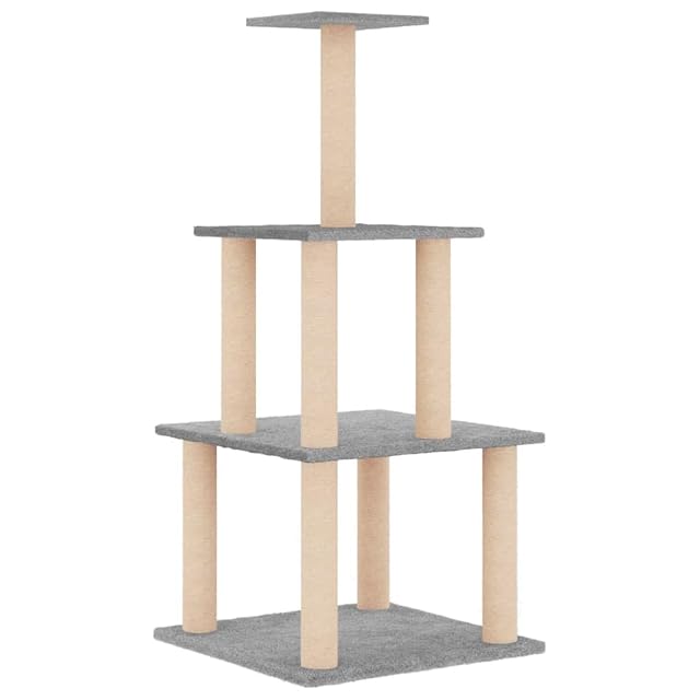 vidaXL Rascador para Gatos con Postes de sisal Gris Claro 111 cm