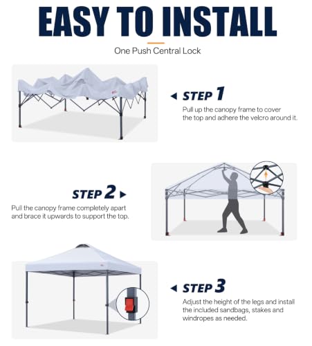 Image of MASTERCANOPY 8x8 Durable Pop Up Canopy Tent with Roller Bag, White