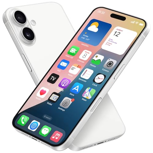 Dummy Fake Phone Model, Looks Like The RealPhone Compatible withPhone 16 Pro Max, for Cellphone Store Display or Send a ToyPhone for Kids (16,White,The Screen is Printed with Patterns)