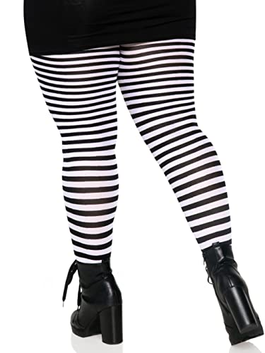 Leg Avenue Women's Nylon Striped Tights, Black/White - Image 5