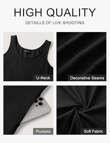 MEROKEETY Women's Casual Maxi Sundress 2025 Summer Beach Dress Scoop Neck Sleeveless Loose Tank Dress, Black, Medium - Image 5