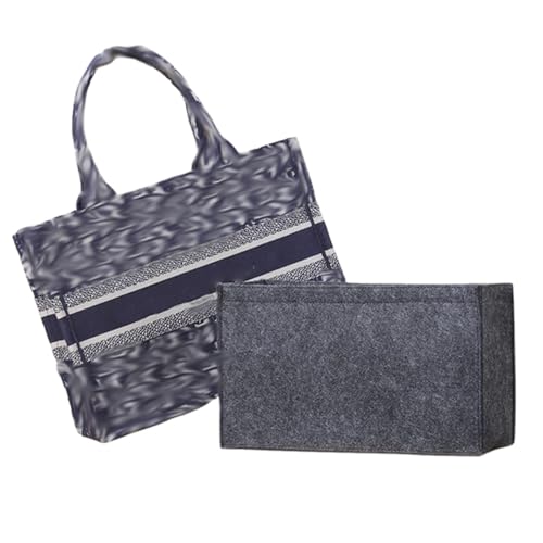 SMART DK Organizador De Bolsa Para Grande Dior Book Tote Premium Feltro Com Vários Bolsos (Cinza Escuro, Pequeno)