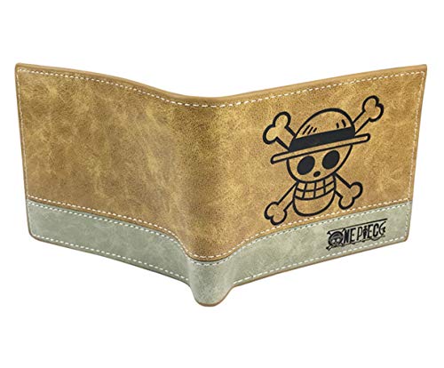 Gumstyle One Piece Anime Men's Artificial Leather Bifold Wallet 6 Slots Card Holder Two-Color Stitching 1 #TOP30