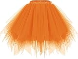 UFANCYS Adult Tutu Skirts for Women Mini Skirt Tulle 50s Party Bubble Dance Half Slip Skirt Orange S