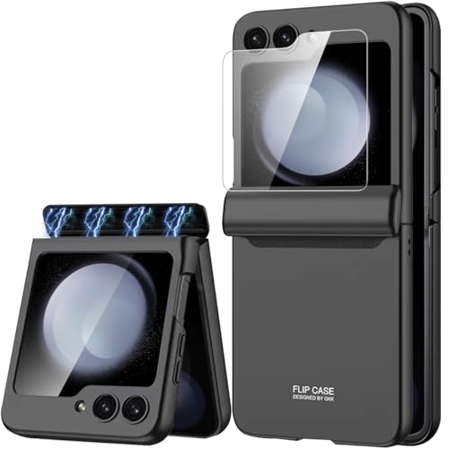 Miimall for Samsung Galaxy Z Flip 5 Case with Hinge Protection,[Built-in Screen Protector] Full Body Cover Hard PC Ultra-Thin Protector Cases for Galaxy Z Flip 5 (Black)