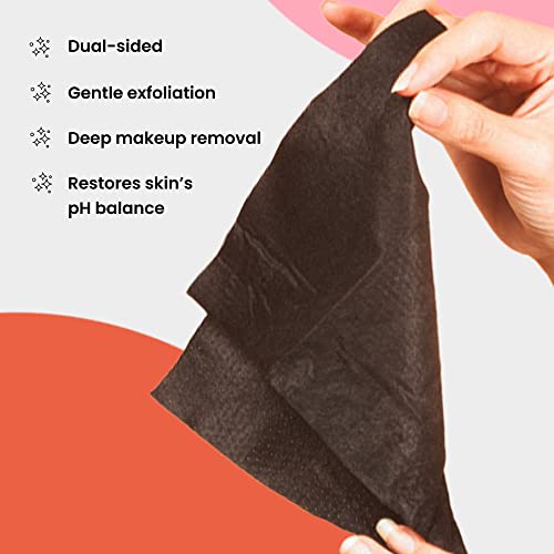 BLAQ Activated Charcoal Face Wipes - Dual Sided Charcoal Facial Cleansing Cloths - Makeup Remover, Exfoliating AHA boosted, Pore Cleansing for Acne Prone Skin - Travel Size Face Wash Cloth - 25 pcs - Image 5