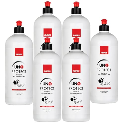 Rupes UNO Protect Series Six Count 1 Liter Bottles of One Step Polish and Sealant Compound - Remove Light Defects, Protected Finish, Minimal Effort, Durable Protective Layer & Easy to Apply