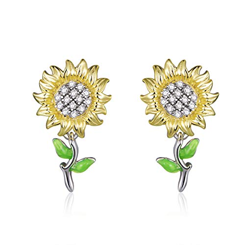 Boucles d'oreilles tournesol argent 925 massifs fins détails