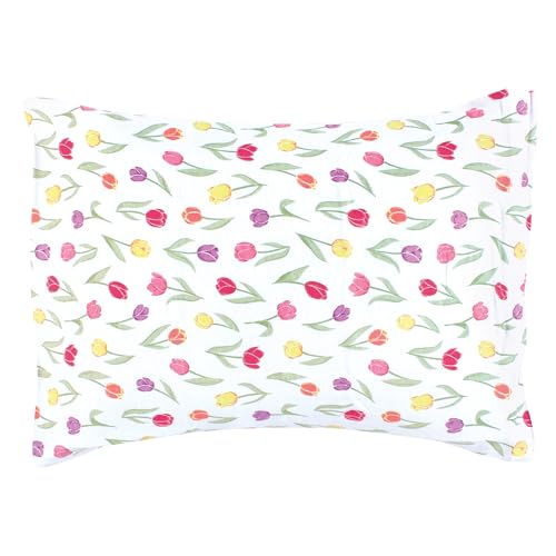 Image of Hudson Baby Unisex Baby Cotton Toddler Pillow Case, Spring Tulips, One Size