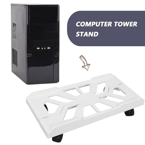 Soporte para torre de computadora con ruedas móviles, soporte ventilado para CPU bajo el escritorio, ideal para oficina en casa y entornos de trabajo, ofrece estabilidad y movilidad miniatura 5