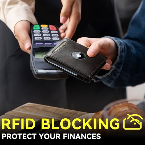 furid Air Tag Wallet Men: Wallet with Airtag Holder - Wallet for Airtag Men Slim Minimalist with ID Window RFID Leather Wallet4