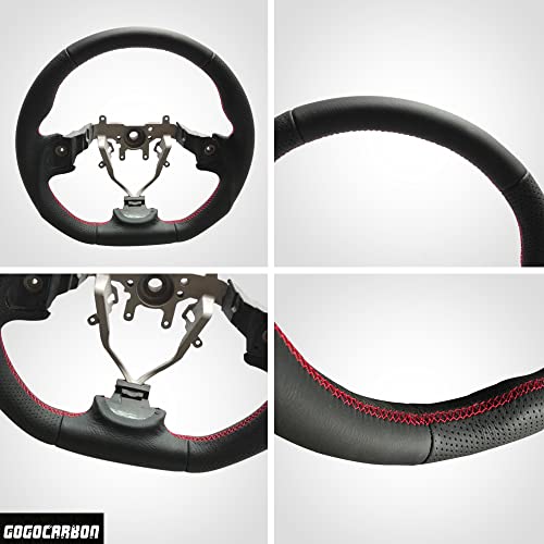 GOGOCARBON D Shaped Leather Steering Wheel for Subaru IMPREZA WRX STI 2008-2014 Models I Strong Stylish Easy to Install I Designed to Fit Perfectly I Size:350mm