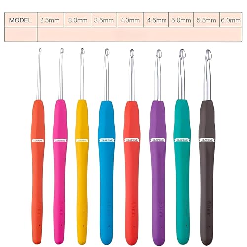 Image of CLAPONE 8 Pieces Crochet Hooks Ergonomic Handle Crochet Hooks Set Soft Handle Crochet Crochets for Arthritic Hands Lace Set Knitting Needles Hooks