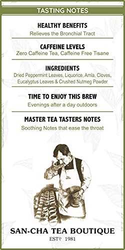 Image of Sancha Tea Boutique Happy Throat Tea | Caffeine Free Tea (Pack of 25) | 100% Biodegradable Tea Bags | Pyramid Tea Bags | Herbal Tea | Tea for Bad Throat | Blended with Liquorice