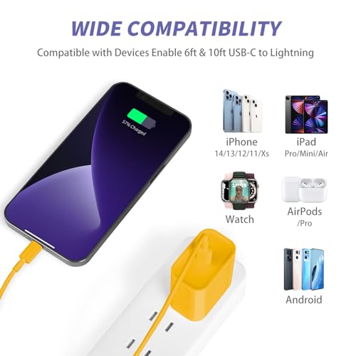 Image of iPhone Charger Fast Charging,[MFi Certified] 2Pack 20W Type C Fast Charger Block with [10FT&6FT] USB C to Lightning Cable Compatible for iPhone 14 /13 /12 /11 Pro Max /Xs Max /XR /X,iPad