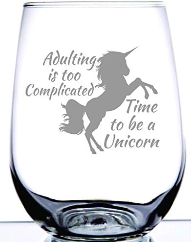 Unicorn Stemless Wine Glass | Laser Etched Engraved Stemless Wine...