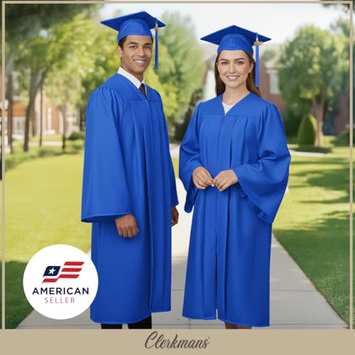 Image of CLERKMANS Unisex Adult Matte Graduation Gown, Choir Robe