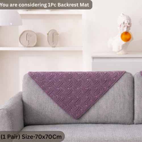 Image of HOMETHREADS Innovative Premium Velvet Sofa Cover Mat with PVC Backing for Non-Slip Comfort (C Purple, 1Pc Backrest | 70x70cm)
